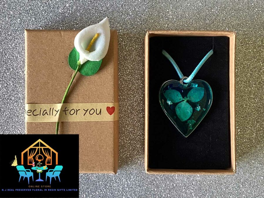 Ocean Hydrangea Heart Pendant